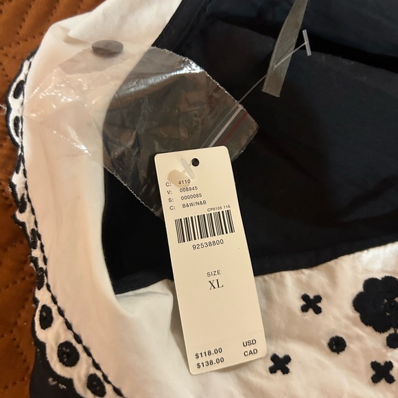 Anthropologie Black Blouse with White Embroidered Collar - Picture 4 of 5